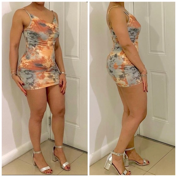 Short Tie Die Bodycon Dress - Picture 2 of 2